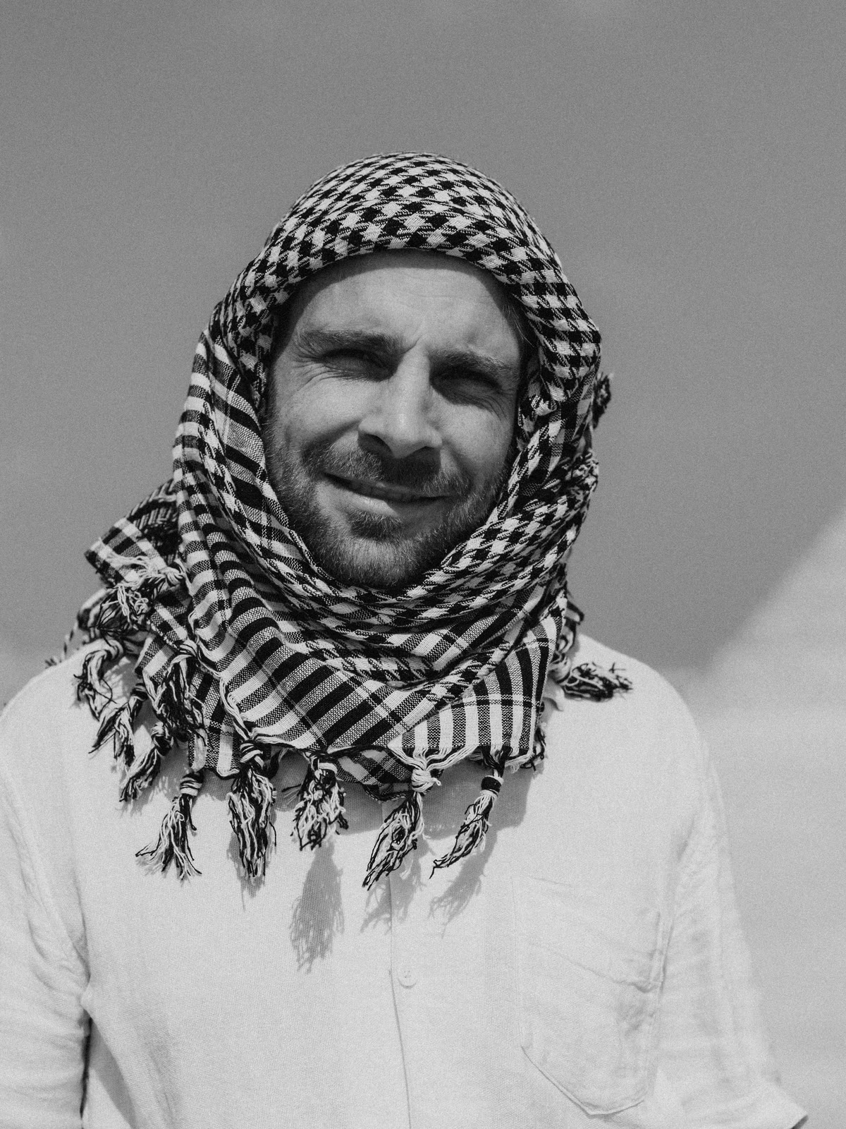 Kai — Barry Magliarditi, in a keffiyeh, portrait.